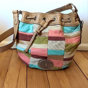 Fossil Maddox Patchwork Multicolor Bucket Bag